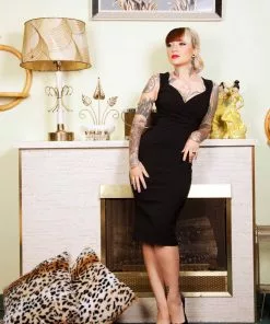 Rock Steady Diva 50's Pencil Dress Black New In