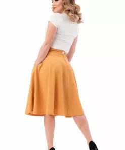 Steady Clothing High Waist Thrills 50's Swing Skirt Mustard New In 7 Steady Clothing High Waist Thrills 50's Swing Skirt Mustard New In