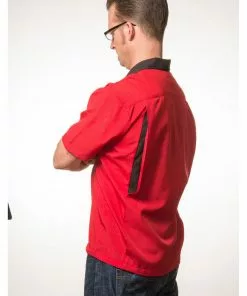 New In Rock Steady Mens Bowler Shirt Red Black