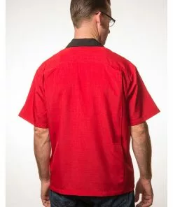 New In Rock Steady Mens Bowler Shirt Red Black