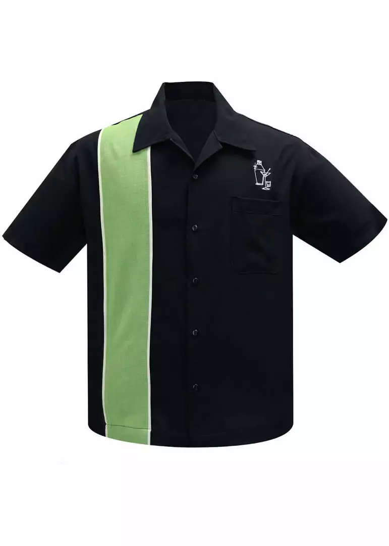 Steady Clothing Mens Palm Springs Cocktail Bowling Shirt Black Green 3 Steady Clothing Mens Palm Springs Cocktail Bowling Shirt Black Green