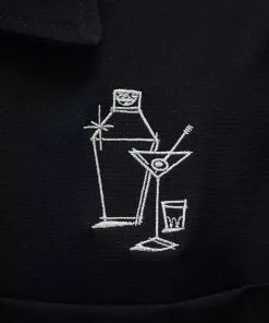 Steady Clothing Mens Palm Springs Cocktail Bowling Shirt Black Green