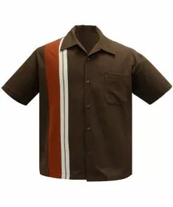 Steady Clothing Mens The Charles Bowling Shirt Brown Rust