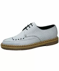 T.u.k Steelground Snake Grain White Leather Creepers New In