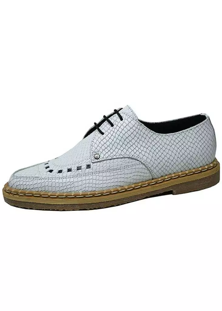 T.u.k Steelground Snake Grain White Leather Creepers New In 3 T.u.k Steelground Snake Grain White Leather Creepers New In