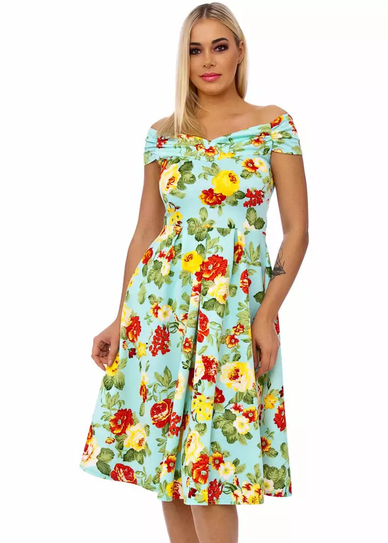 Succubus Suzie Floral 50's Swing Dress Mint New In 3 Succubus Suzie Floral 50's Swing Dress Mint New In