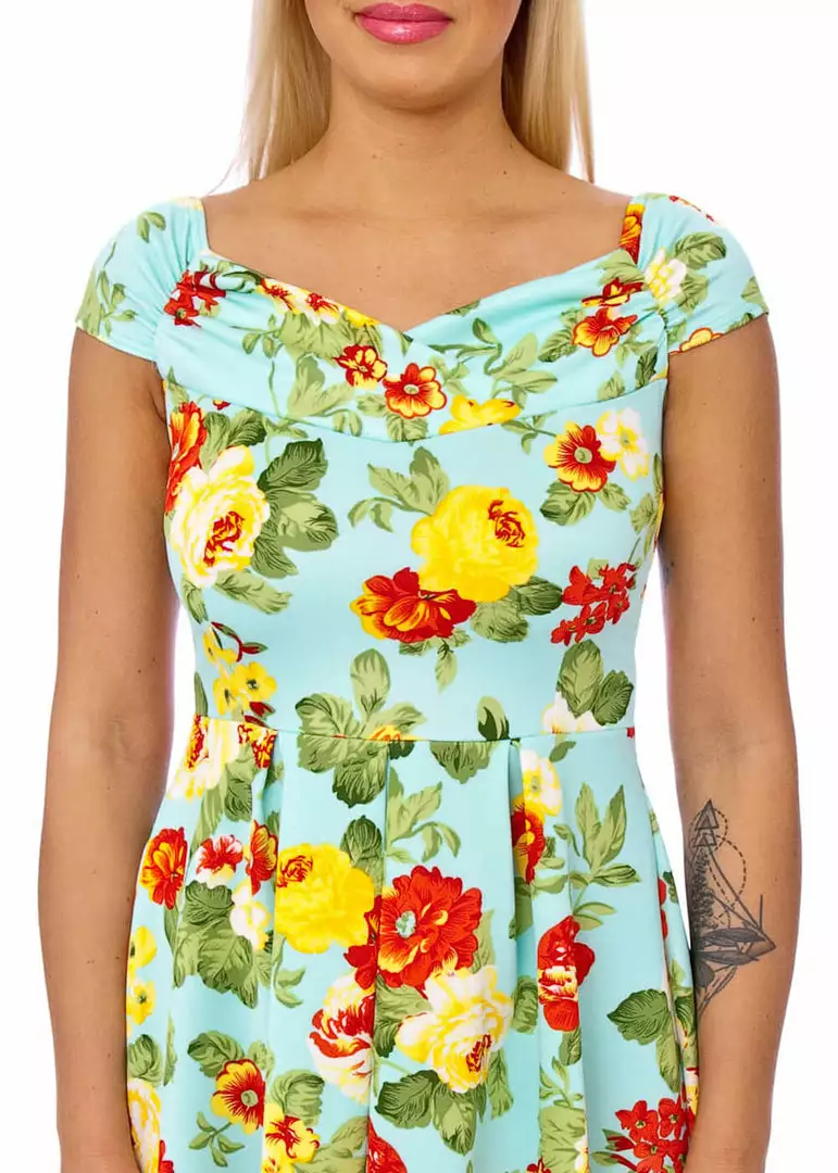 Succubus Suzie Floral 50's Swing Dress Mint New In 4 Succubus Suzie Floral 50's Swing Dress Mint New In