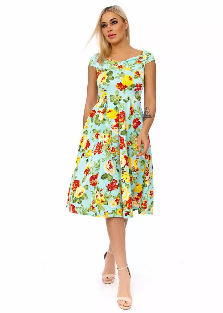 Succubus Suzie Floral 50's Swing Dress Mint New In 6 Succubus Suzie Floral 50's Swing Dress Mint New In