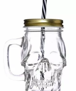 Succubus Gifts Skull Drinkingjar With Lid And Straw