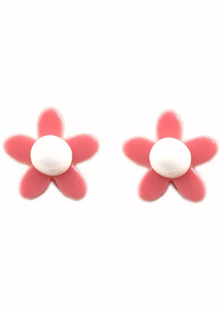Succubus Jewels Groovy Flowers 60's Earrings Pink New In 3 Succubus Jewels Groovy Flowers 60's Earrings Pink New In
