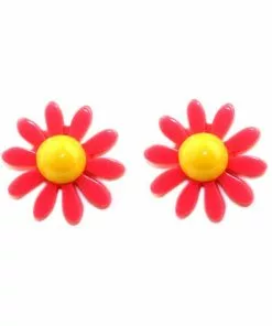 New In Succubus Jewels Groovy Flowers 60's Earrings Red