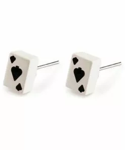 New In Succubus Jewellery Cards Spades Stud Earrings Black