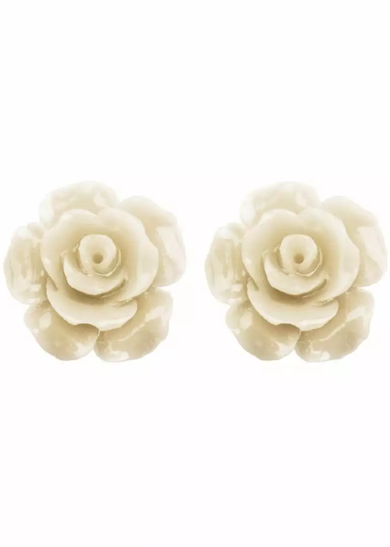 Succubus Jewels Rose Stud Earrings Ivory New In 3 Succubus Jewels Rose Stud Earrings Ivory New In