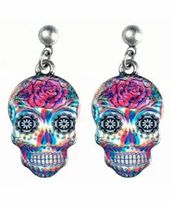 New In Succubus Jewels Sugar Skull Earrings Multi
