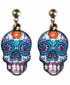 Succubus Jewels Sugar Skull Earrings Purple New In