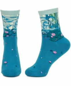 Succubus Monet Water Lillies Socks Aqua Blue New In