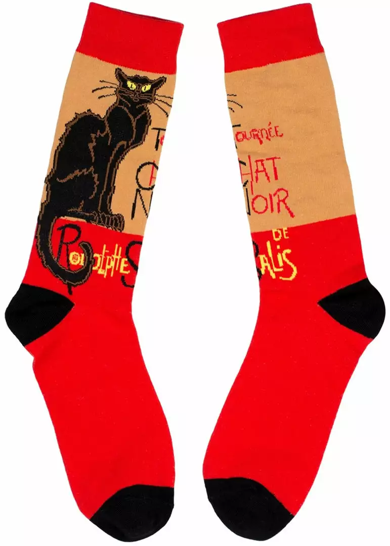 Succubus Mens Steinlen Tournée Du Chat Noir Socks Red 3 Succubus Mens Steinlen Tournée Du Chat Noir Socks Red