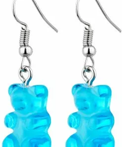 Succubus Jewels Gummy Bear Drop Earrings Blue
