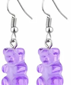Succubus Jewels Gummy Bear Drop Earrings Purple New In