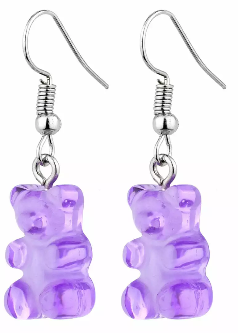 Succubus Jewels Gummy Bear Drop Earrings Purple New In 3 Succubus Jewels Gummy Bear Drop Earrings Purple New In