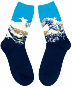 Succubus Hokusai The Great Wave Of Kanagawa Socks Blue
