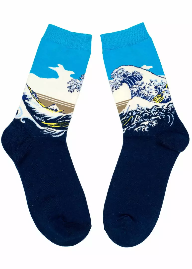 Succubus Hokusai The Great Wave Of Kanagawa Socks Blue 3 Succubus Hokusai The Great Wave Of Kanagawa Socks Blue