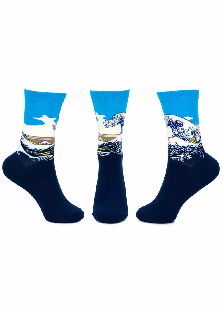 Succubus Hokusai The Great Wave Of Kanagawa Socks Blue 4 Succubus Hokusai The Great Wave Of Kanagawa Socks Blue
