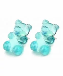 Succubus Jewels Gummy Bear Stud Earrings Blue New In