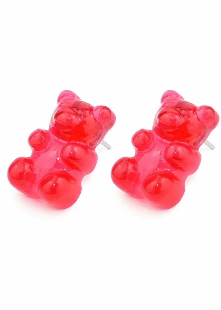 Succubus Jewels Gummy Bear Stud Earrings Red 3 Succubus Jewels Gummy Bear Stud Earrings Red