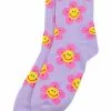 New In Succubus Sunny Flower Face Socks Purple