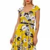 Succubus Serena Floral 50's Swing Dress Mustard 1 Succubus Serena Floral 50's Swing Dress Mustard