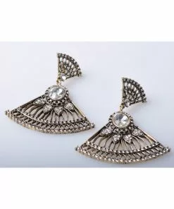 New In Succubus Crystal Fan Old Hollywood Glamour 20's Earrings
