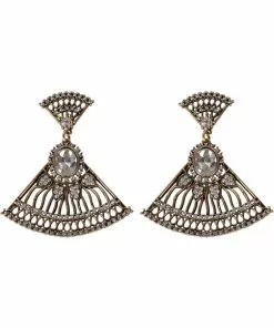 New In Succubus Crystal Fan Old Hollywood Glamour 20's Earrings