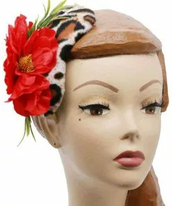 Succubus Fancy Leopard & Hibiscus Tiki Fascinator Multicolour New In