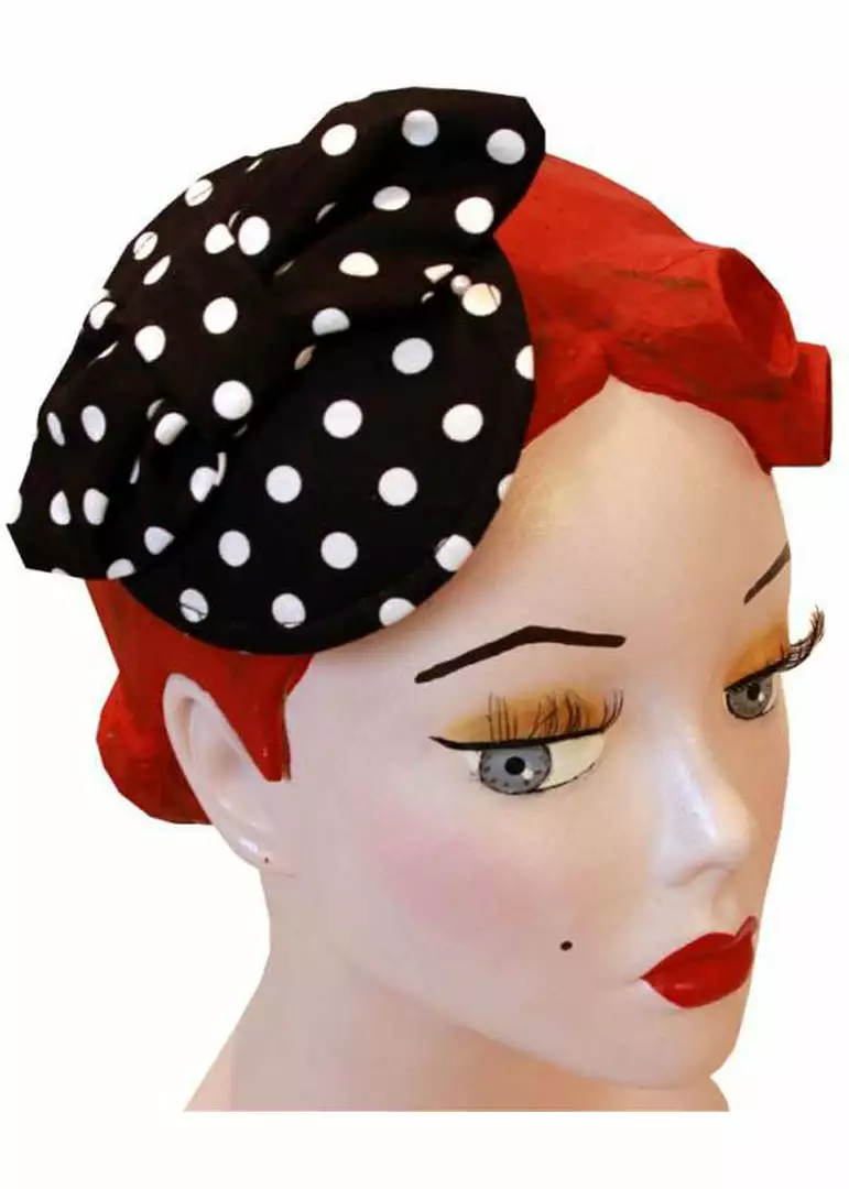 Succubus Fancy Polkadot Bow Fascinator Black 3 Succubus Fancy Polkadot Bow Fascinator Black