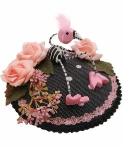 Succubus Fancy Fascinator With Flamingo Skeleton Black Pink