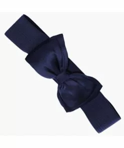 Succubus Lucy 50's Elastic Belt With Bow Navy Blue