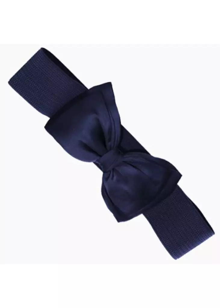 Succubus Lucy 50's Elastic Belt With Bow Navy Blue 3 Succubus Lucy 50's Elastic Belt With Bow Navy Blue
