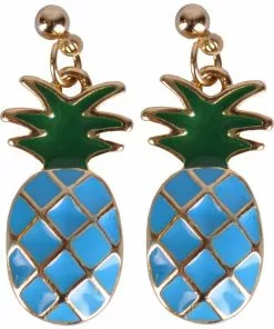 Succubus Pineapple Glossy Earrngs Light Blue