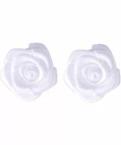 Succubus Satin Rose Earrings White New In