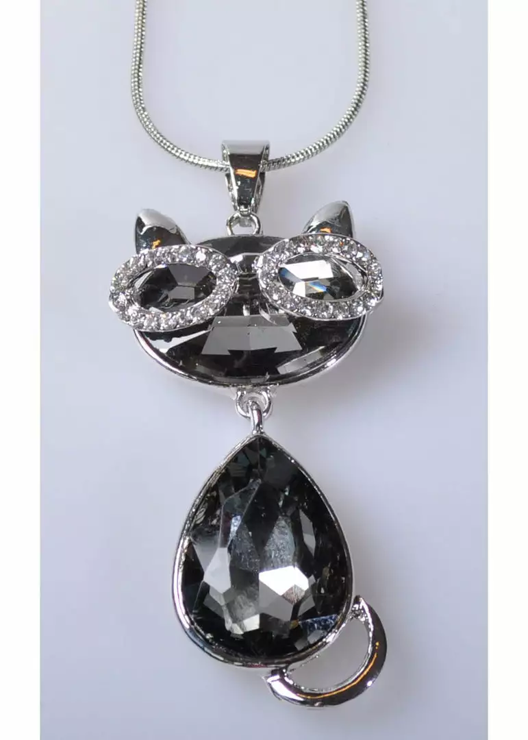 Succubus Smart Crystal Kitty Necklace Dark Silver New In 3 Succubus Smart Crystal Kitty Necklace Dark Silver New In