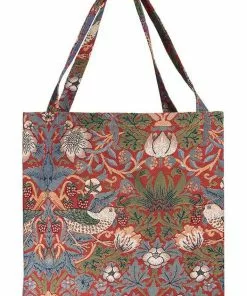 Tapestry Bags Morris Strawberry Thief Gusset Shopper Bag Red New In