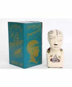 Temerity Jones Phrenology Tattoo Head Ceramic Jar Small New In