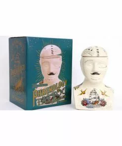 New In Temerity Jones Phrenology Tattoo Head Ceramic Jar Big