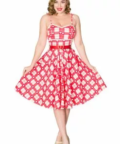 Sheen New In Timeless Heartbreaker Sun 50's Swing Dress Red White
