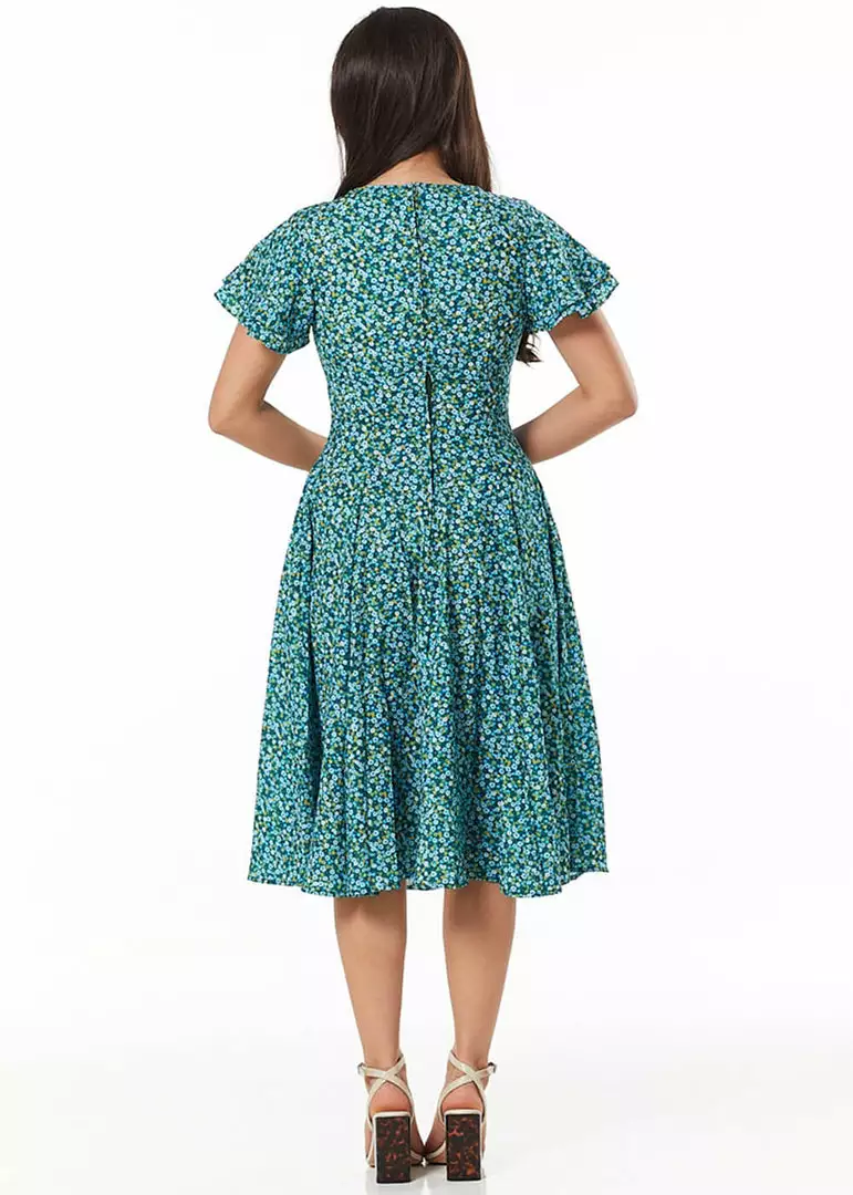 Sheen New In Timeless Vienna Floral 40's Swing Dress Green 5 Sheen New In Timeless Vienna Floral 40's Swing Dress Green