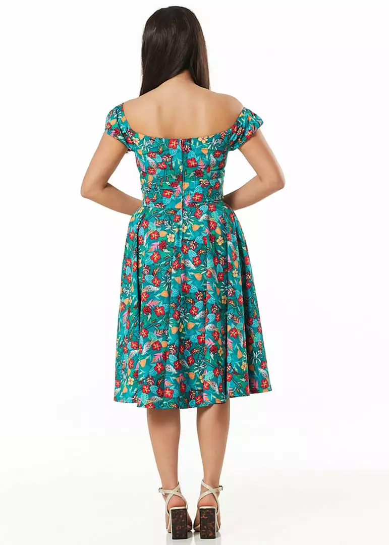 Sheen Timeless Preston Parrots 50's Swing Dress Green New In 5 Sheen Timeless Preston Parrots 50's Swing Dress Green New In