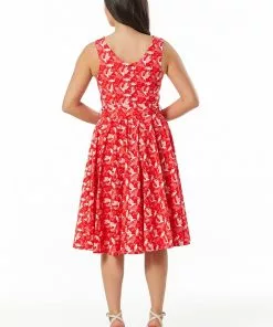 Sheen Timeless Rina Birds 50's Swing Dress Red New In 7 Sheen Timeless Rina Birds 50's Swing Dress Red New In