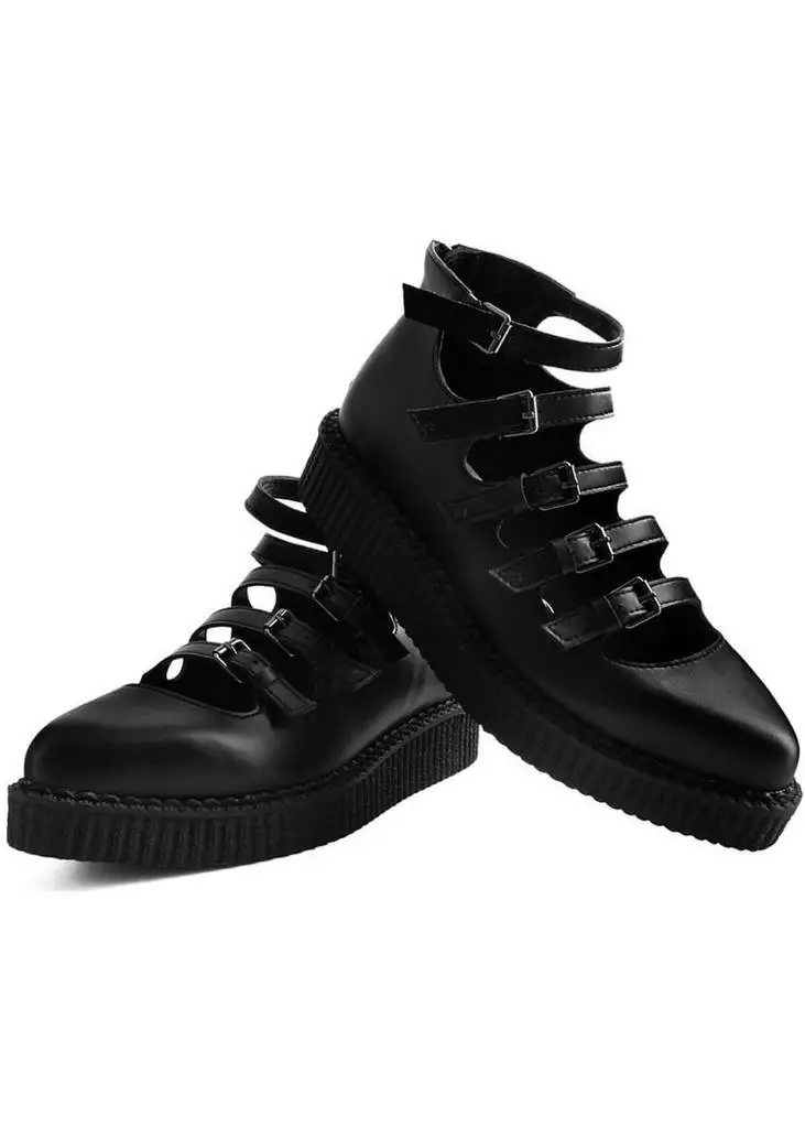 T.U.K Strappy Ballet Pointed Creepers Black 6 T.U.K Strappy Ballet Pointed Creepers Black