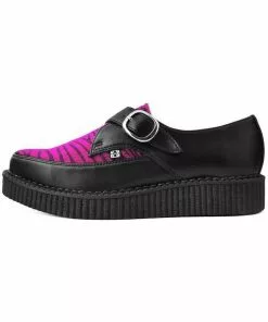 T.U.K Zebra Buckle Pointed Vegan Creepers Black Purple 13 T.U.K Zebra Buckle Pointed Vegan Creepers Black Purple